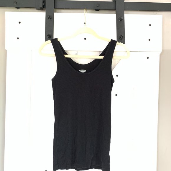 Womens Old Navy Black Ribbed Stretchy Tank Top Medium Slim Fit - Picture 4 of 8